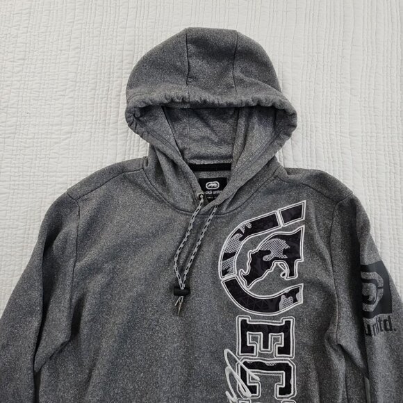 Ecko Unltd Hoodie Men's Medium Grey Spellout Logo Y2K VTG Rhino 72 Grunge Skater - Picture 4 of 14